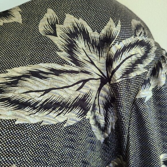 Vintage 80s Fun Funky Metallic Blouse Tag sz 18 Black Silver Leaf Slinky - Picture 11 of 15